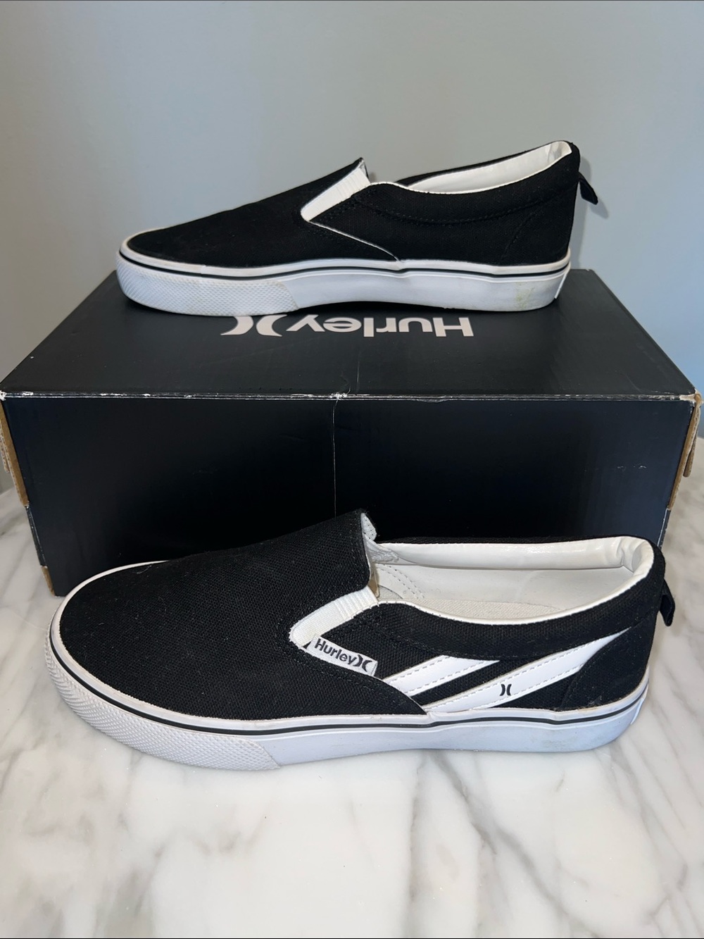 Hurley Black and White Slip-On Canvas Shoes
